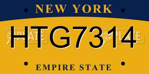 HTG7314 New York License Plate