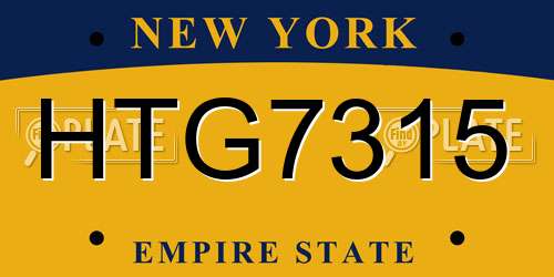 HTG7315 New York License Plate