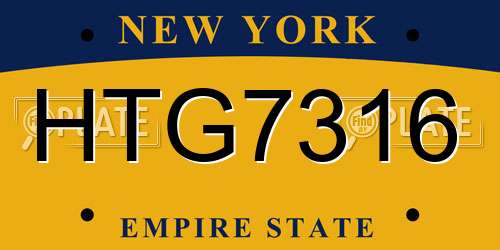 HTG7316 New York License Plate