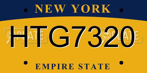 HTG7320 New York License Plate