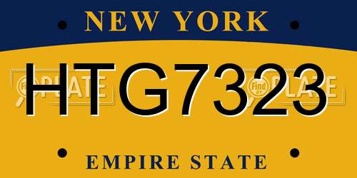 HTG7323 New York License Plate
