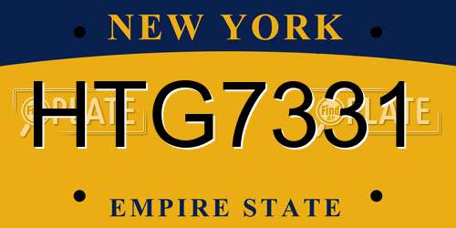 HTG7331 New York License Plate