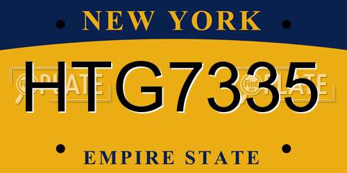 HTG7335 New York License Plate