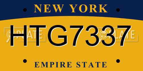 HTG7337 New York License Plate