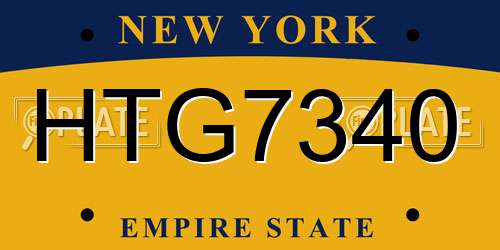 HTG7340 New York License Plate
