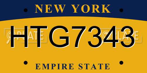 HTG7343 New York License Plate