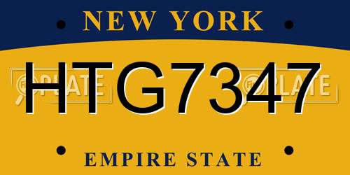 HTG7347 New York License Plate