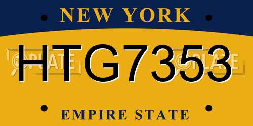 HTG7353 New York License Plate
