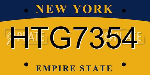 HTG7354 New York License Plate