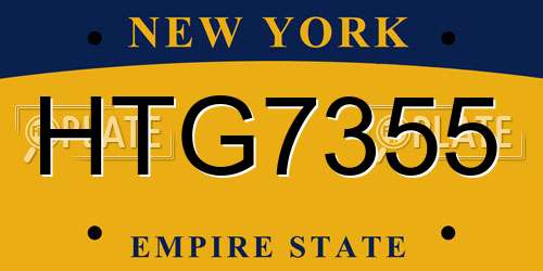 HTG7355 New York License Plate