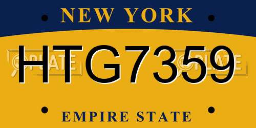 HTG7359 New York License Plate