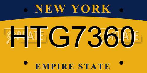 HTG7360 New York License Plate