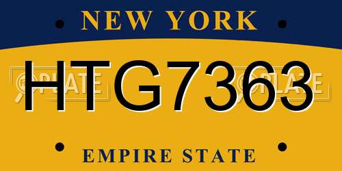 HTG7363 New York License Plate