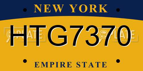 HTG7370 New York License Plate