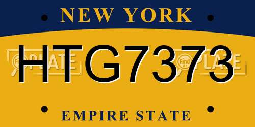 HTG7373 New York License Plate