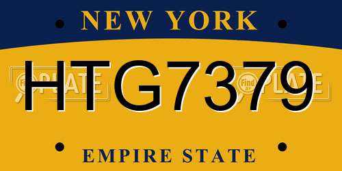 HTG7379 New York License Plate