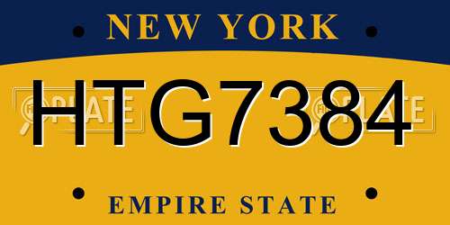 HTG7384 New York License Plate