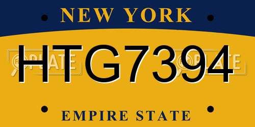 HTG7394 New York License Plate