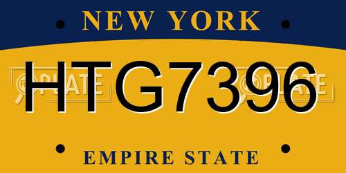 HTG7396 New York License Plate