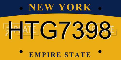 HTG7398 New York License Plate