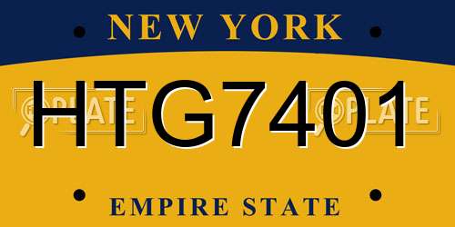 HTG7401 New York License Plate