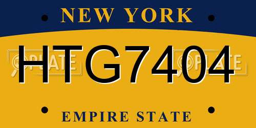 HTG7404 New York License Plate