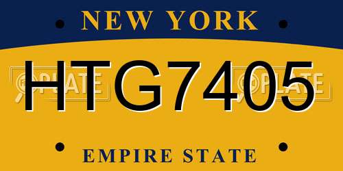 HTG7405 New York License Plate