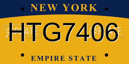 HTG7406 New York License Plate
