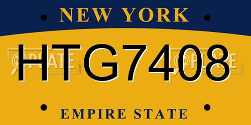 HTG7408 New York License Plate