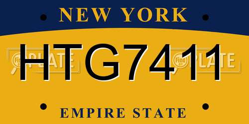 HTG7411 New York License Plate