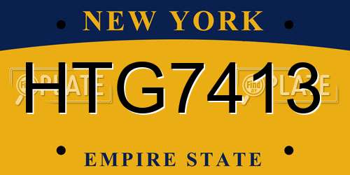 HTG7413 New York License Plate