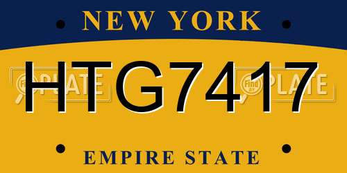 HTG7417 New York License Plate