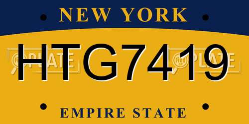 HTG7419 New York License Plate