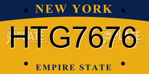 HTG7676 New York License Plate