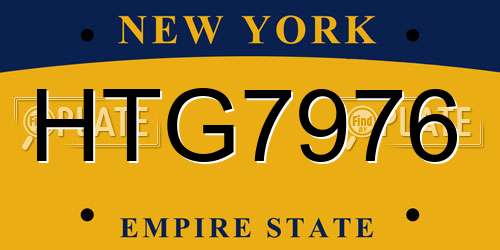 HTG7976 New York License Plate