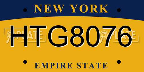 HTG8076 New York License Plate