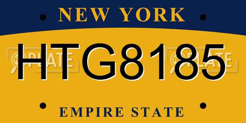 HTG8185 New York License Plate