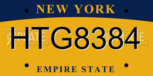 HTG8384 New York License Plate