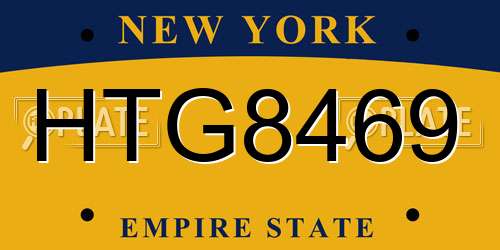 HTG8469 New York License Plate