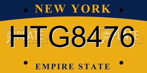 HTG8476 New York License Plate