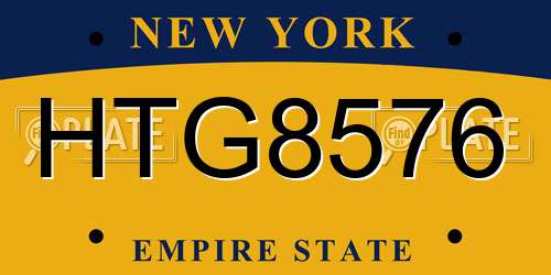 HTG8576 New York License Plate