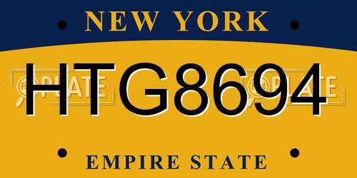 HTG8694 New York License Plate