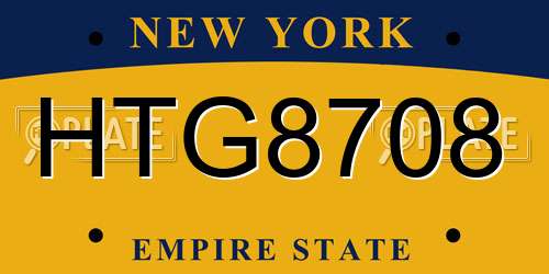 HTG8708 New York License Plate