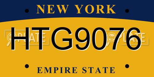 HTG9076 New York License Plate