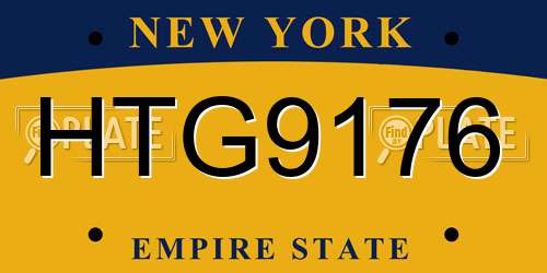 HTG9176 New York License Plate