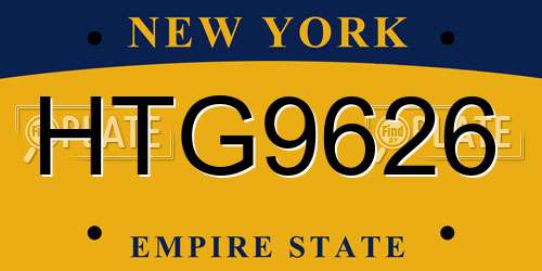 HTG9626 New York License Plate
