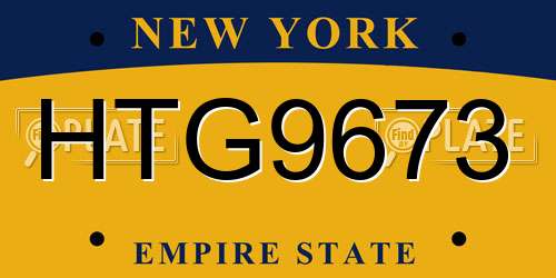 HTG9673 New York License Plate