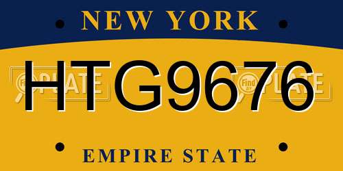 HTG9676 New York License Plate