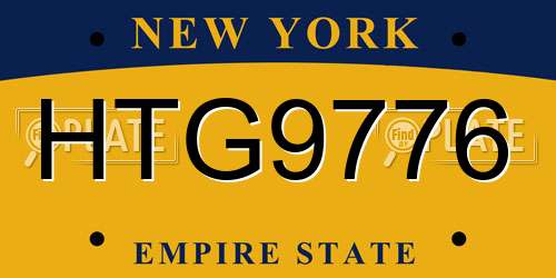 HTG9776 New York License Plate
