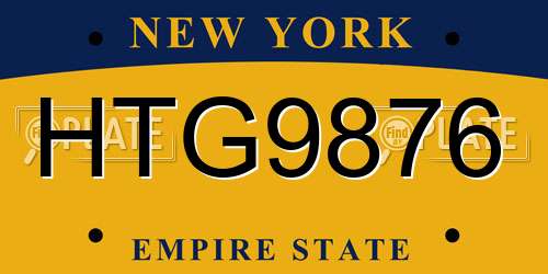 HTG9876 New York License Plate